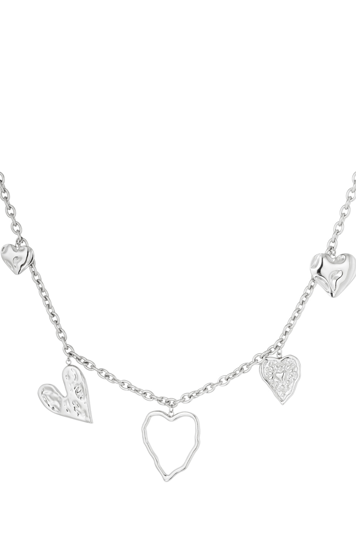 Heartful statement necklace - silver 