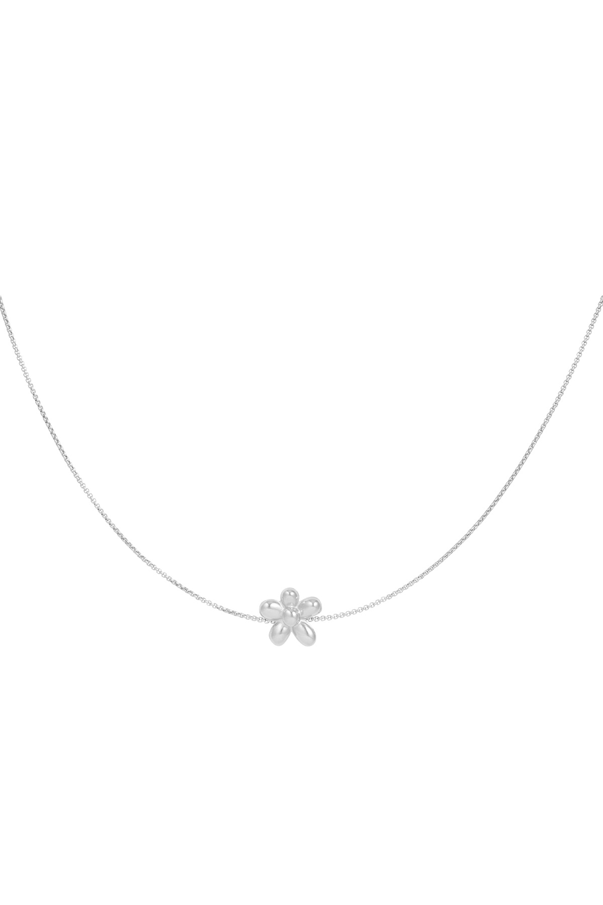 Puffy flower necklace - silver 