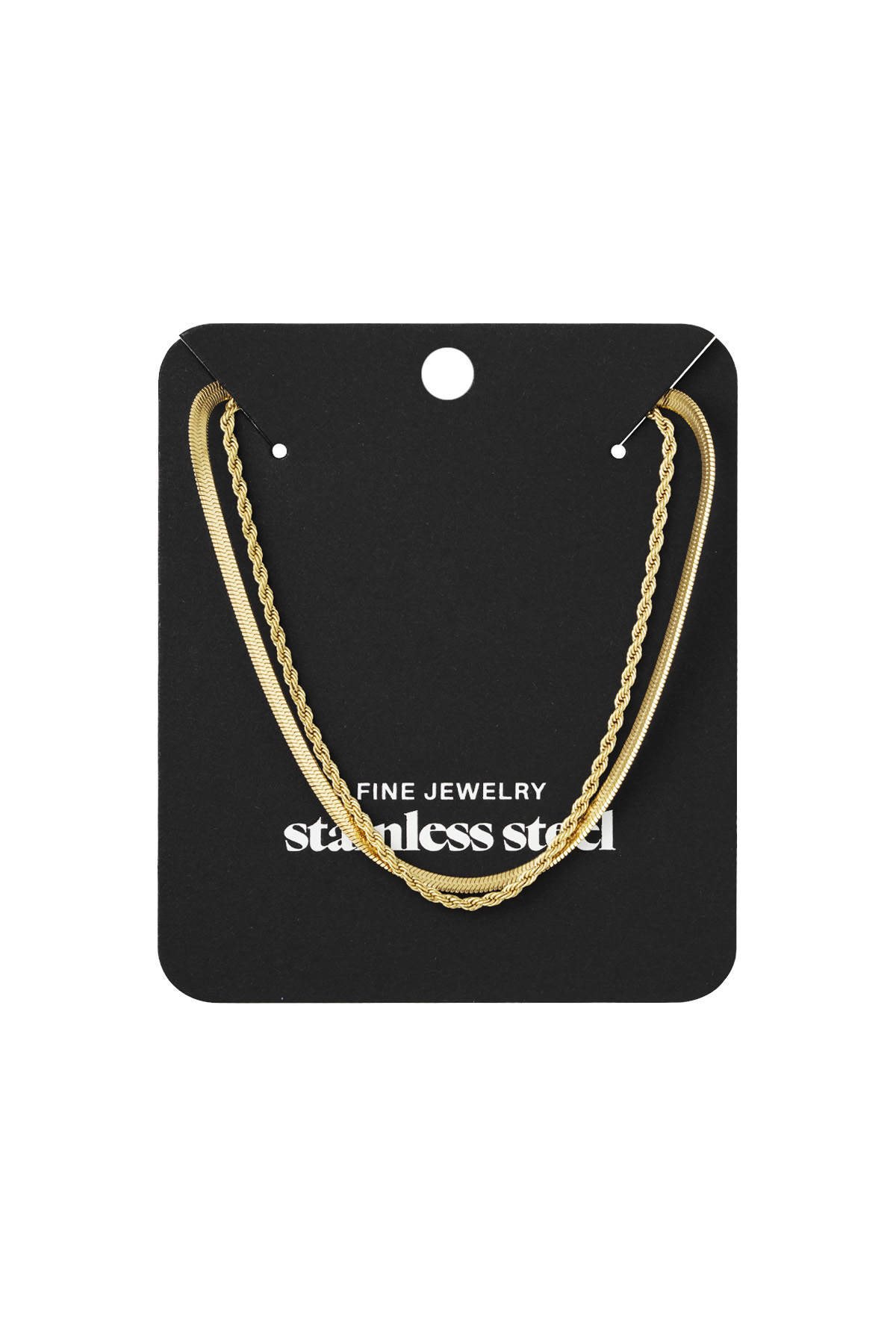 Flat and Chain double necklace - gold h5 Picture3