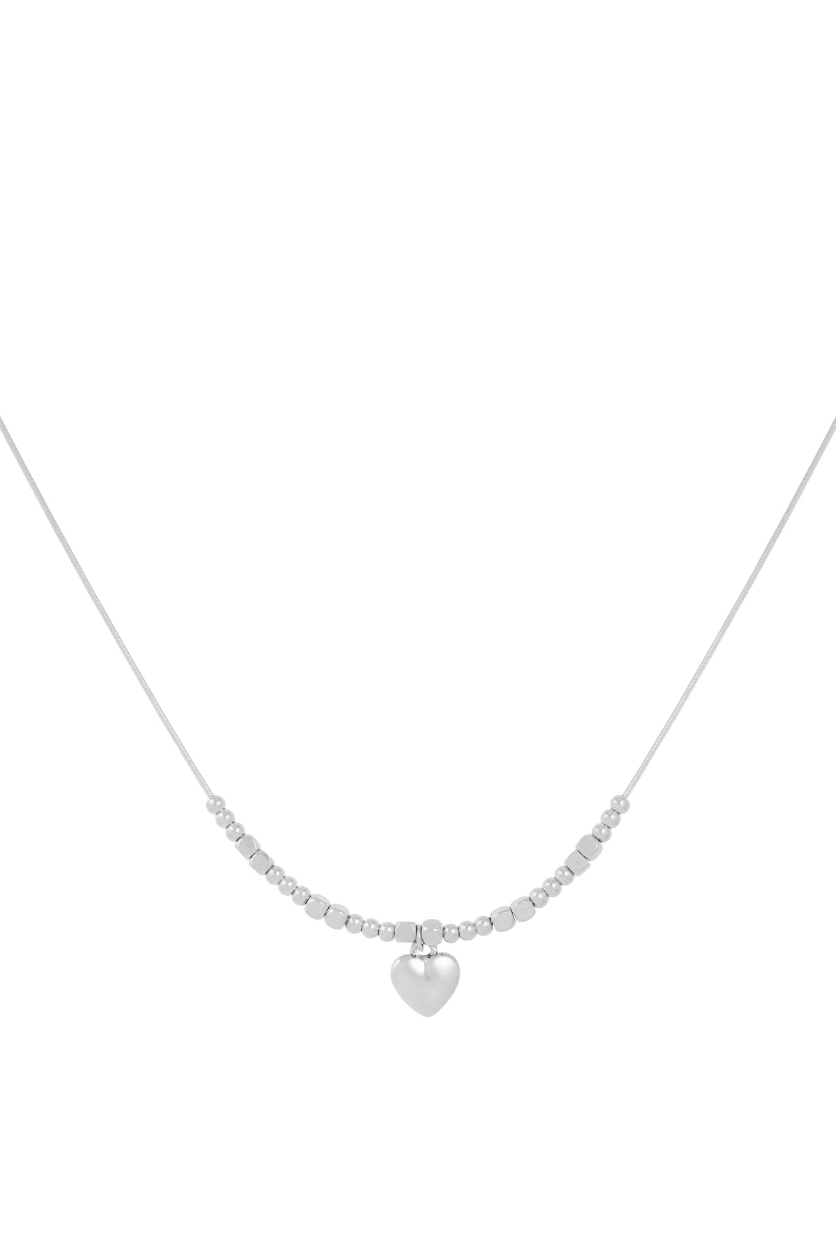 Collar de cuentas en forma de corazón - plata h5 