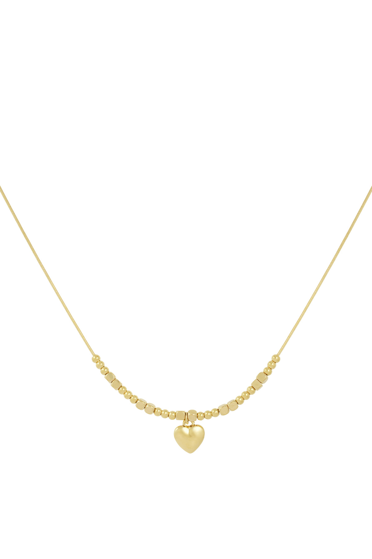 Collar de cuentas en forma de corazón - dorado h5 