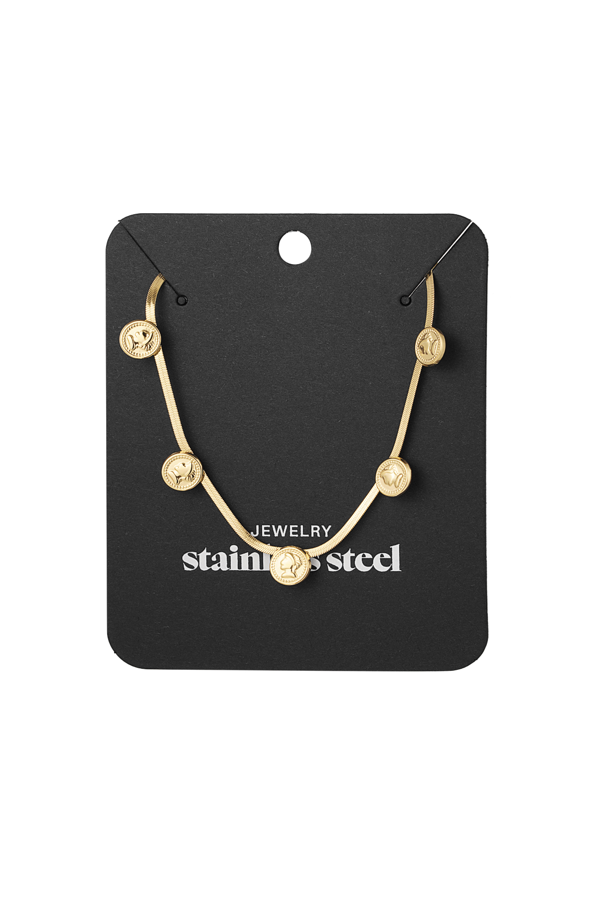 Collana a catena piatta Coin - oro h5 Immagine3