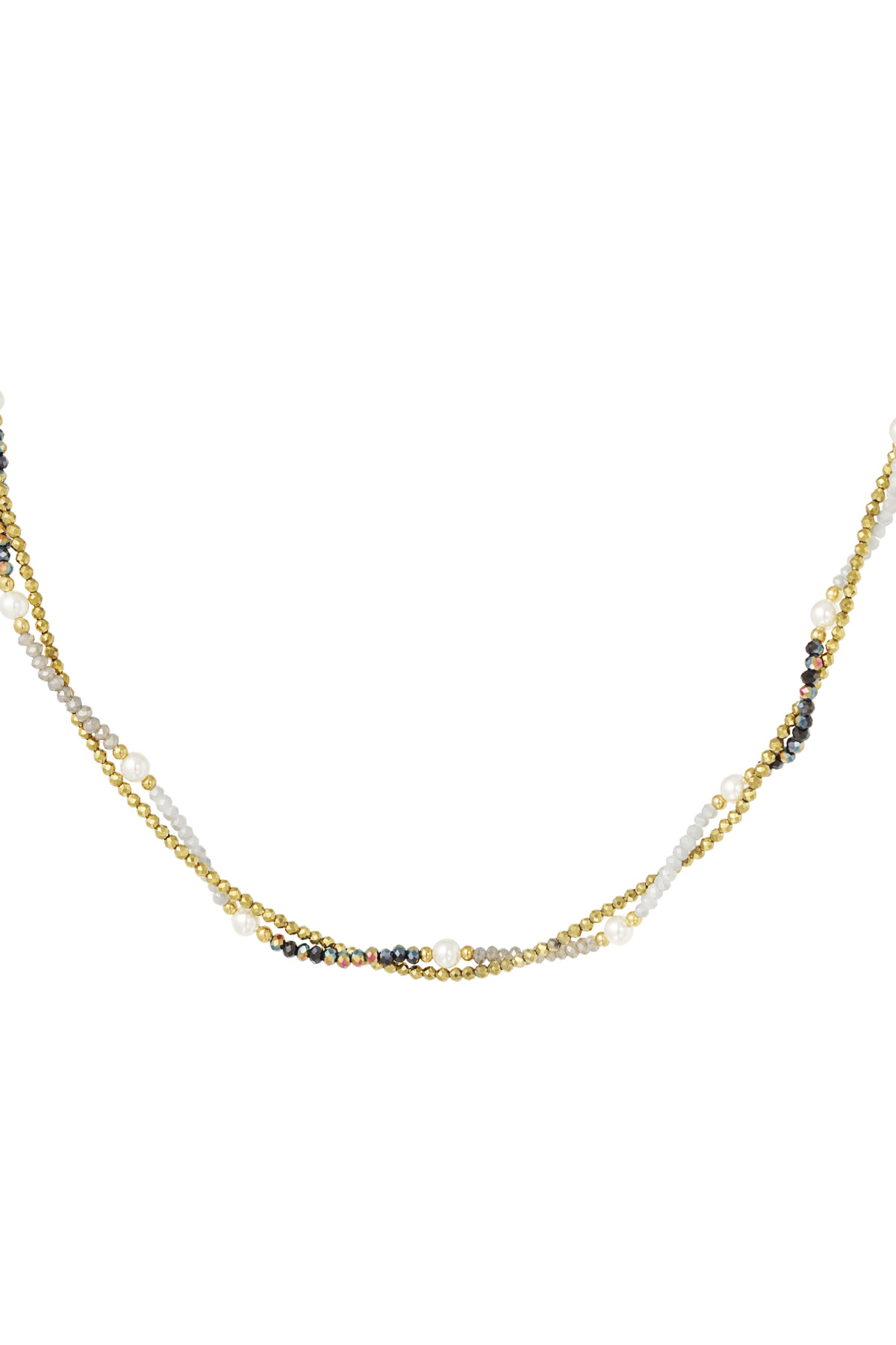 Twisted Beaded ketting - wit & zwart h5 