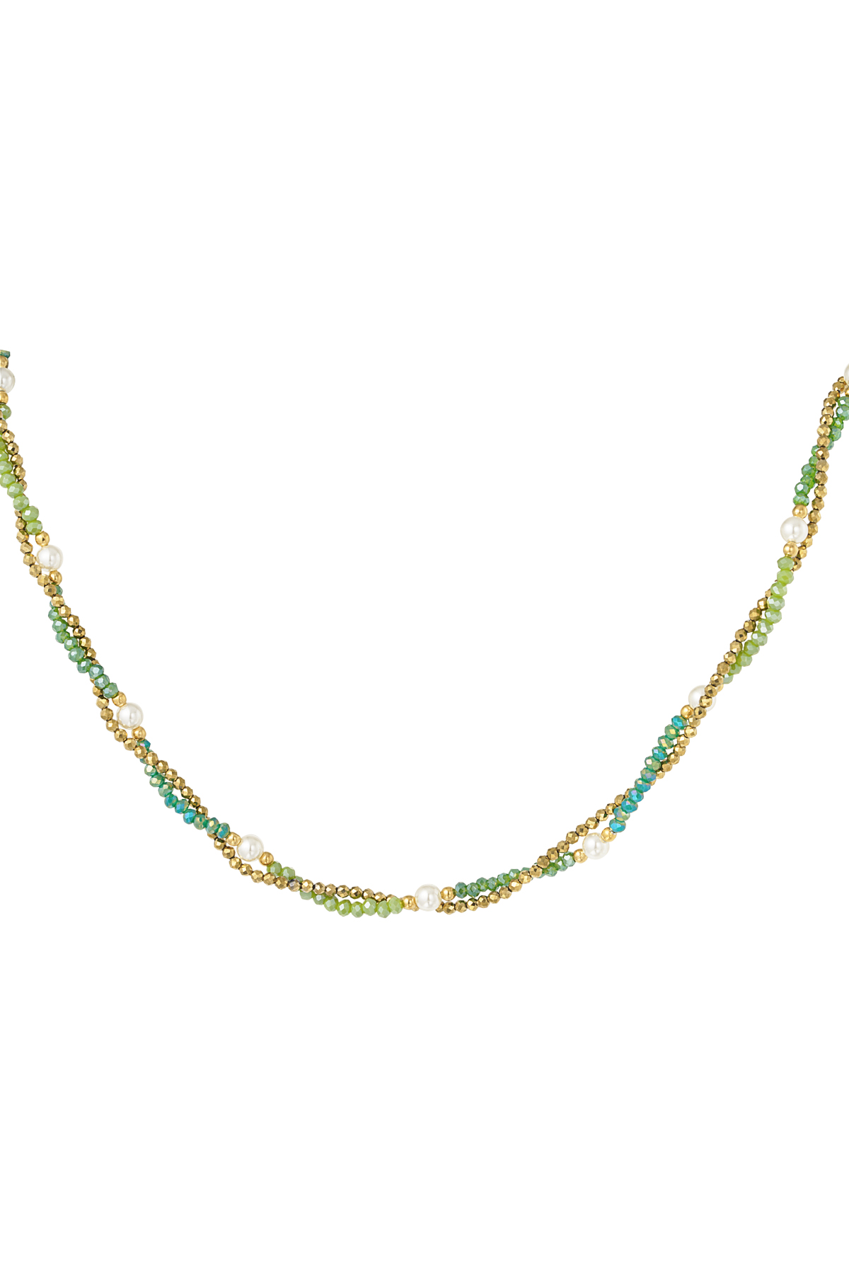 Twisted Beaded ketting - groen & blauw h5 