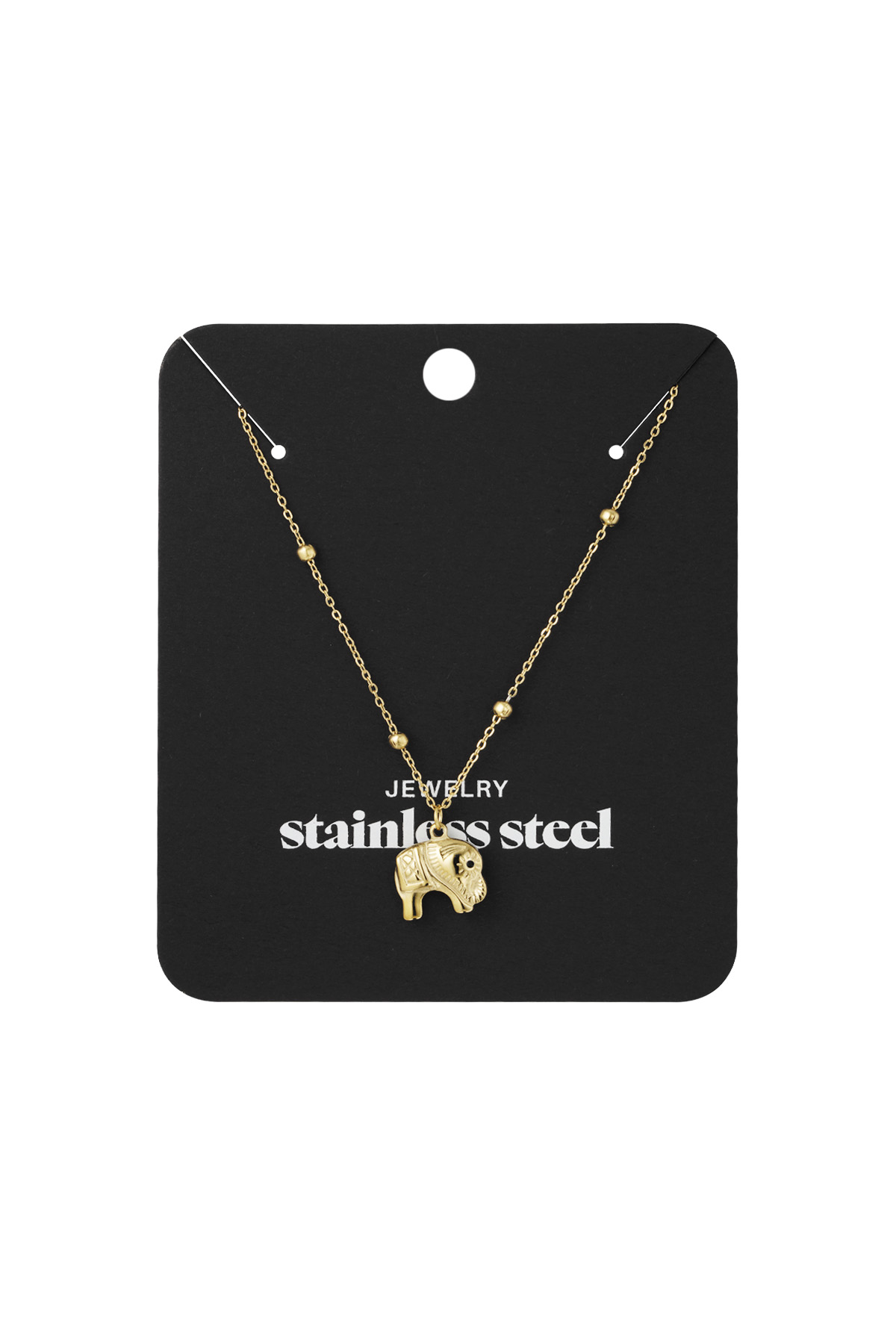 Elephant Charm Necklace - Gold h5 Picture3