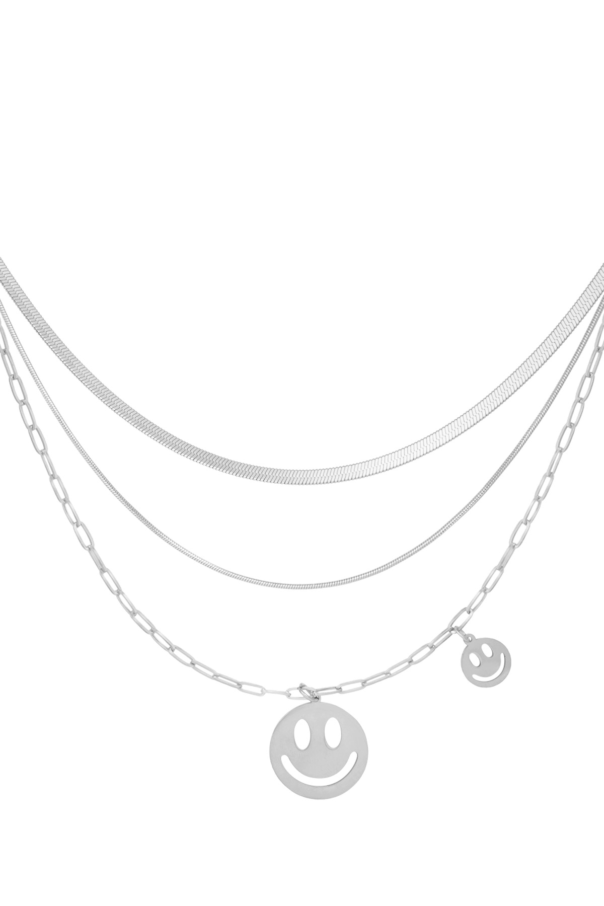 Happy layers necklace - silver 