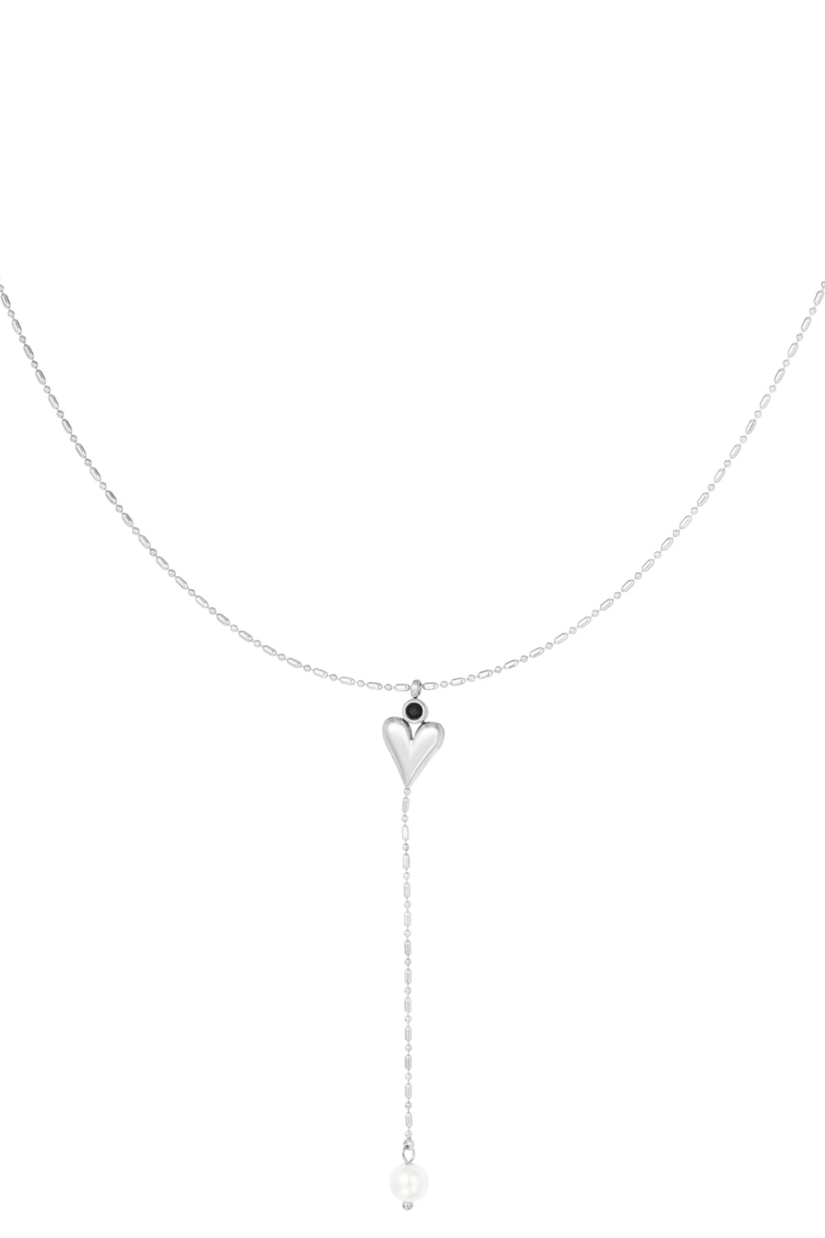 Classic heart & pearl necklace - silver h5 