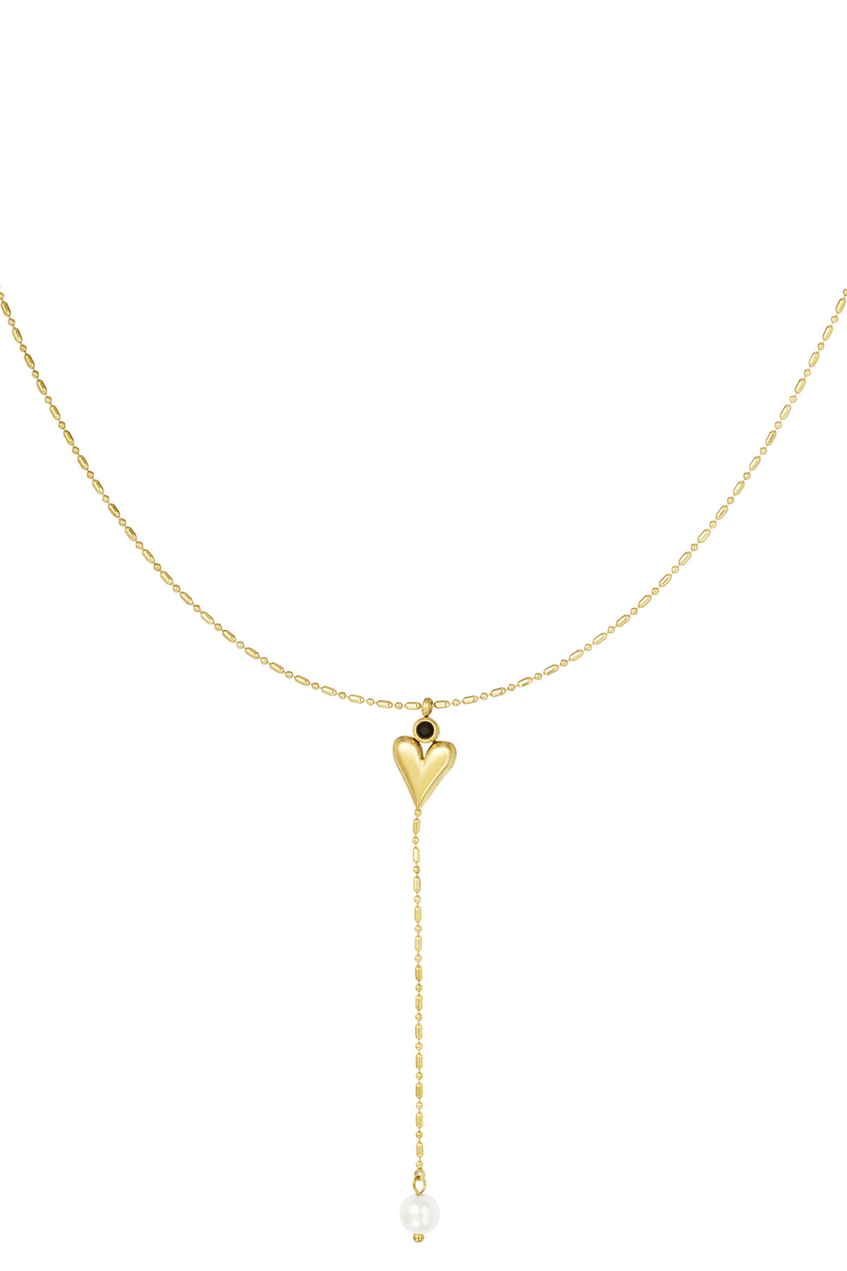 Classic heart & pearl necklace - gold h5 