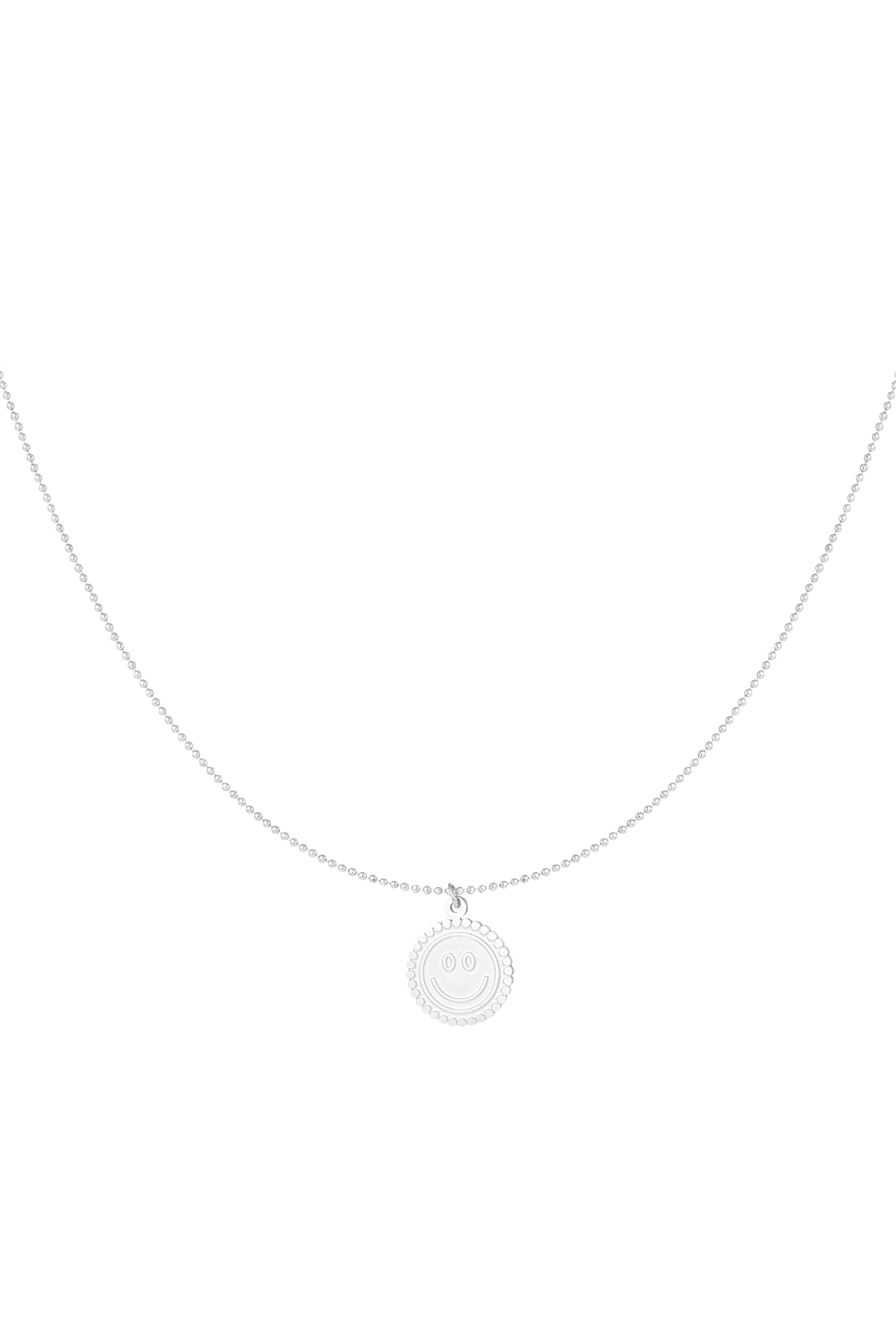 Ketting smiley happy life - zilver h5 