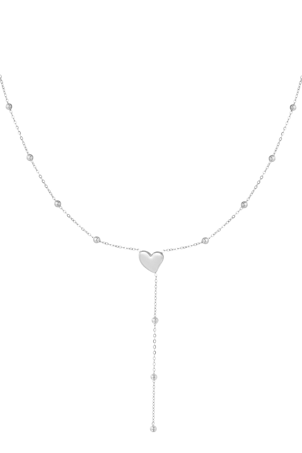 Collier coeur avec boules - argent h5 