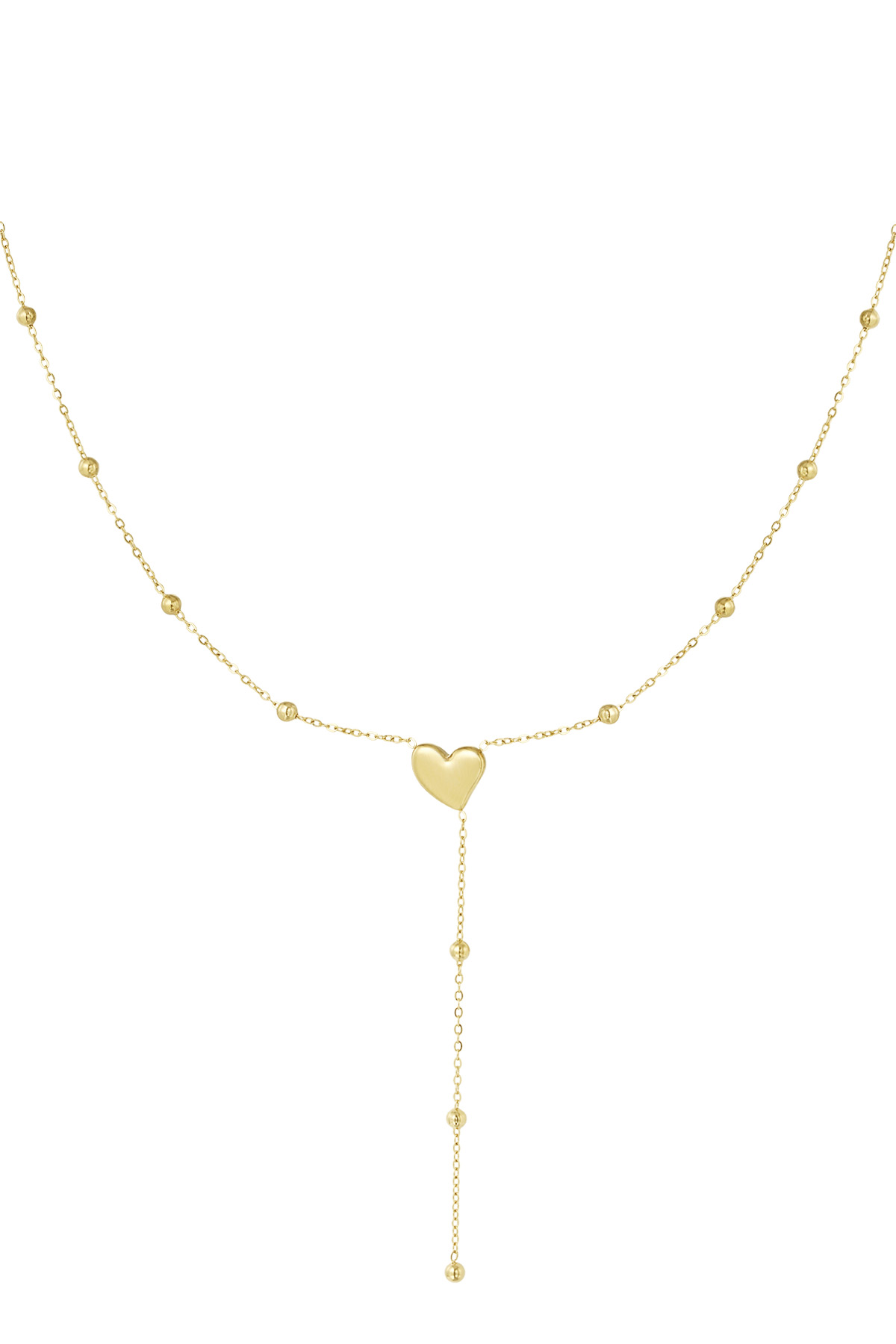 Collar de corazón con bolitas - oro h5 