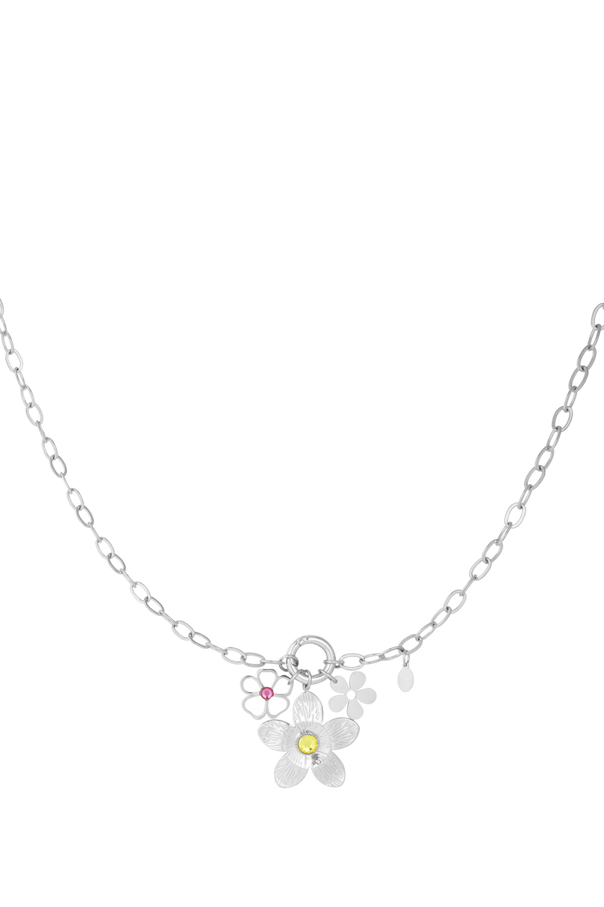 Happy flower necklace - silver h5 