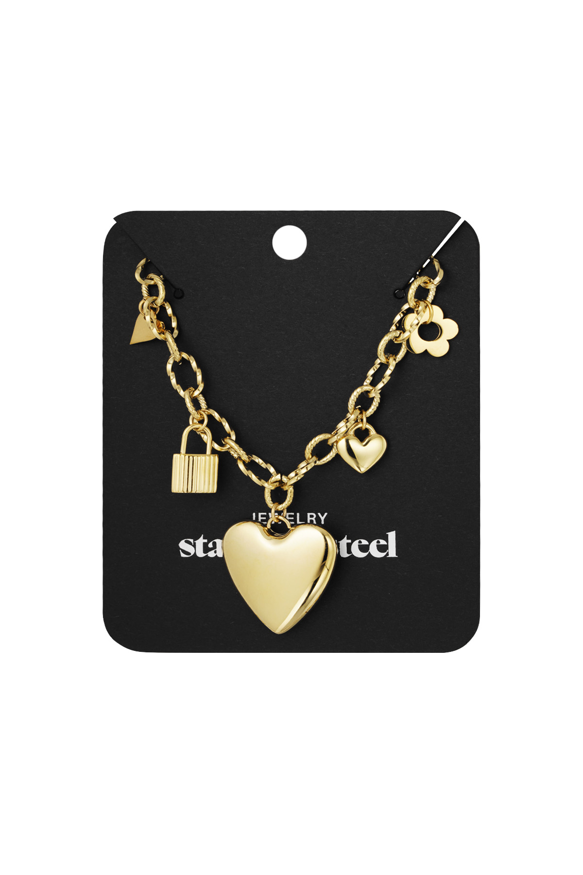 Locked Love charm necklace - gold h5 Picture3