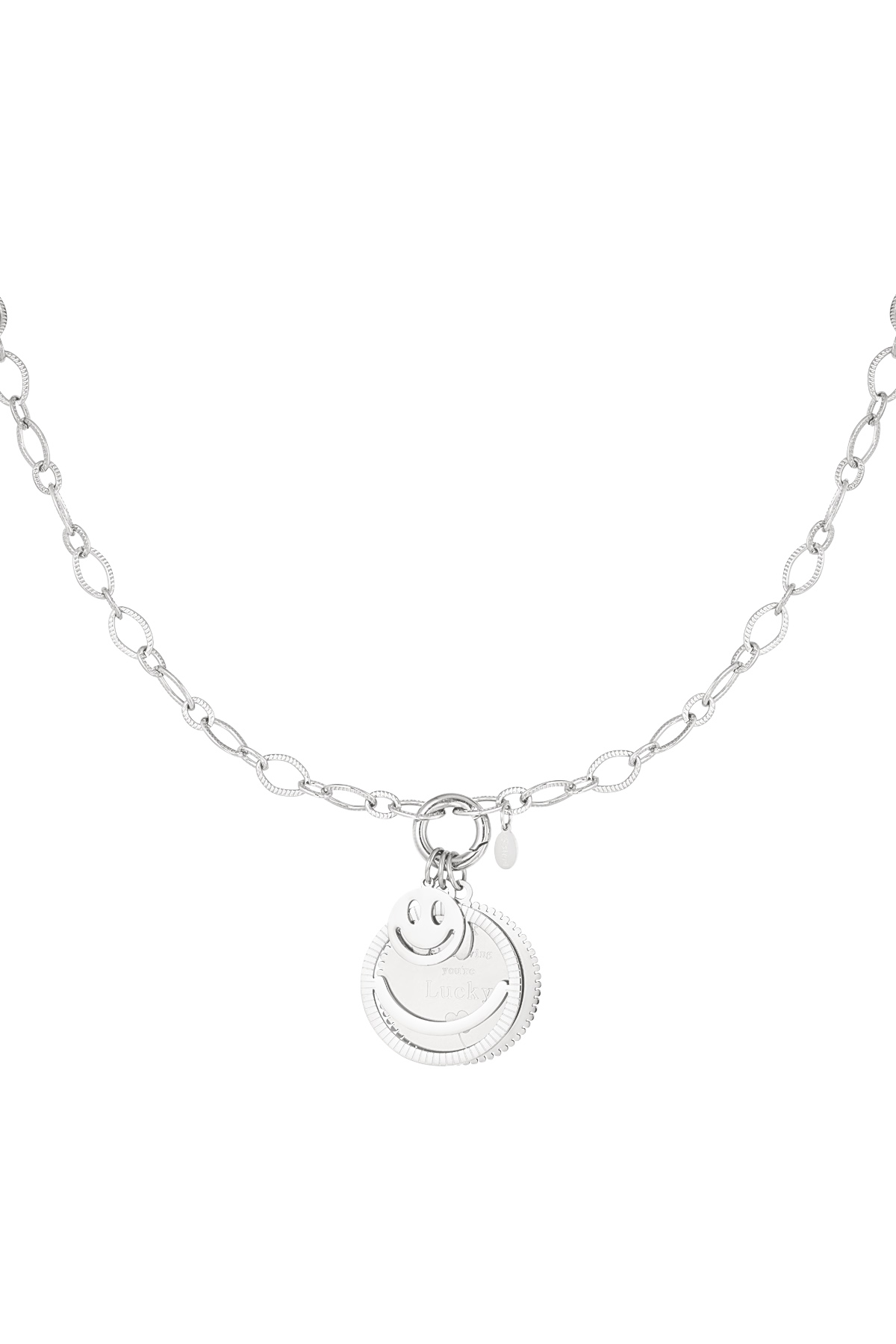 Collar con sonrisa divertida - plata h5 