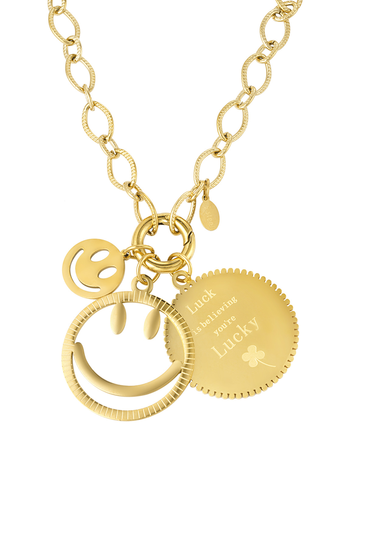 Funky smile ketting - goud h5 Afbeelding3