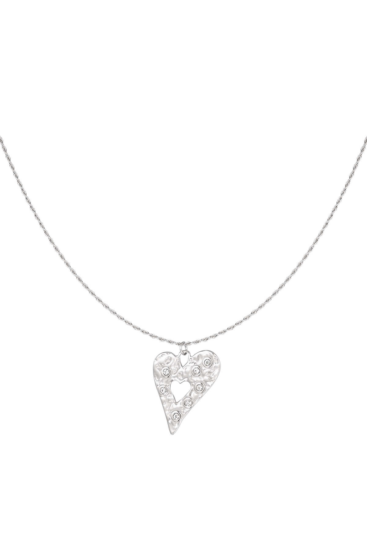 Collar de corazón brillante - plata h5 