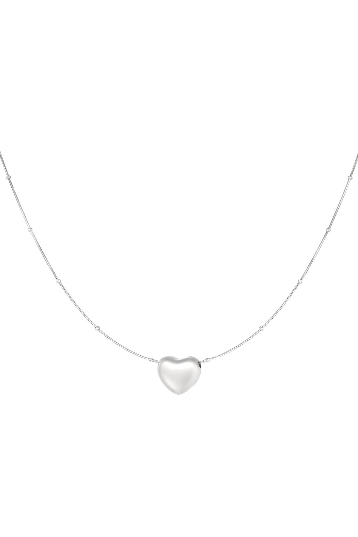 Necklace with balls and heart pendant - silver h5 