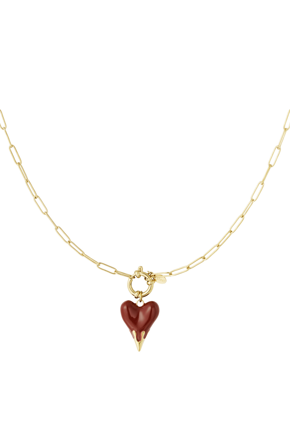 Charm necklace heart on fire - Gold color h5 