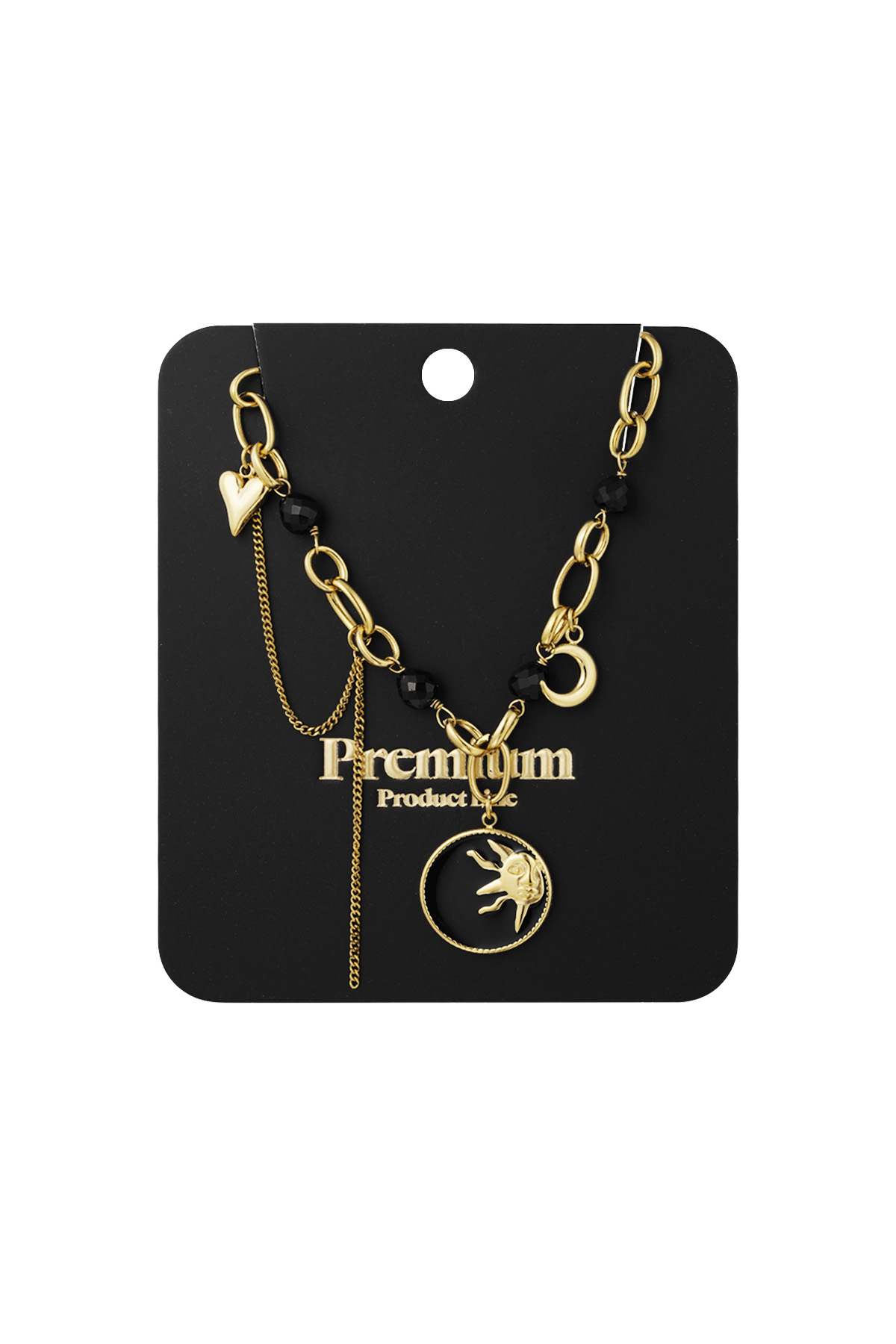 Solar nights charm necklace - Black gold color h5 Picture3