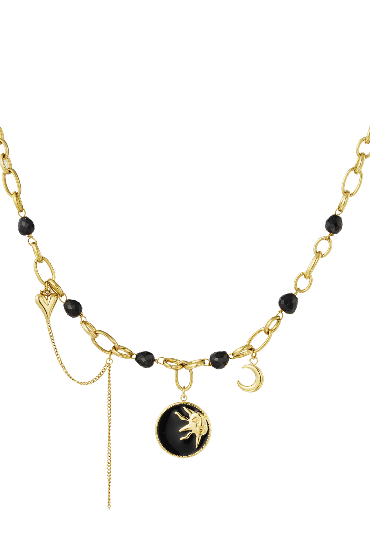 Solar nights charm necklace - Black gold color h5 