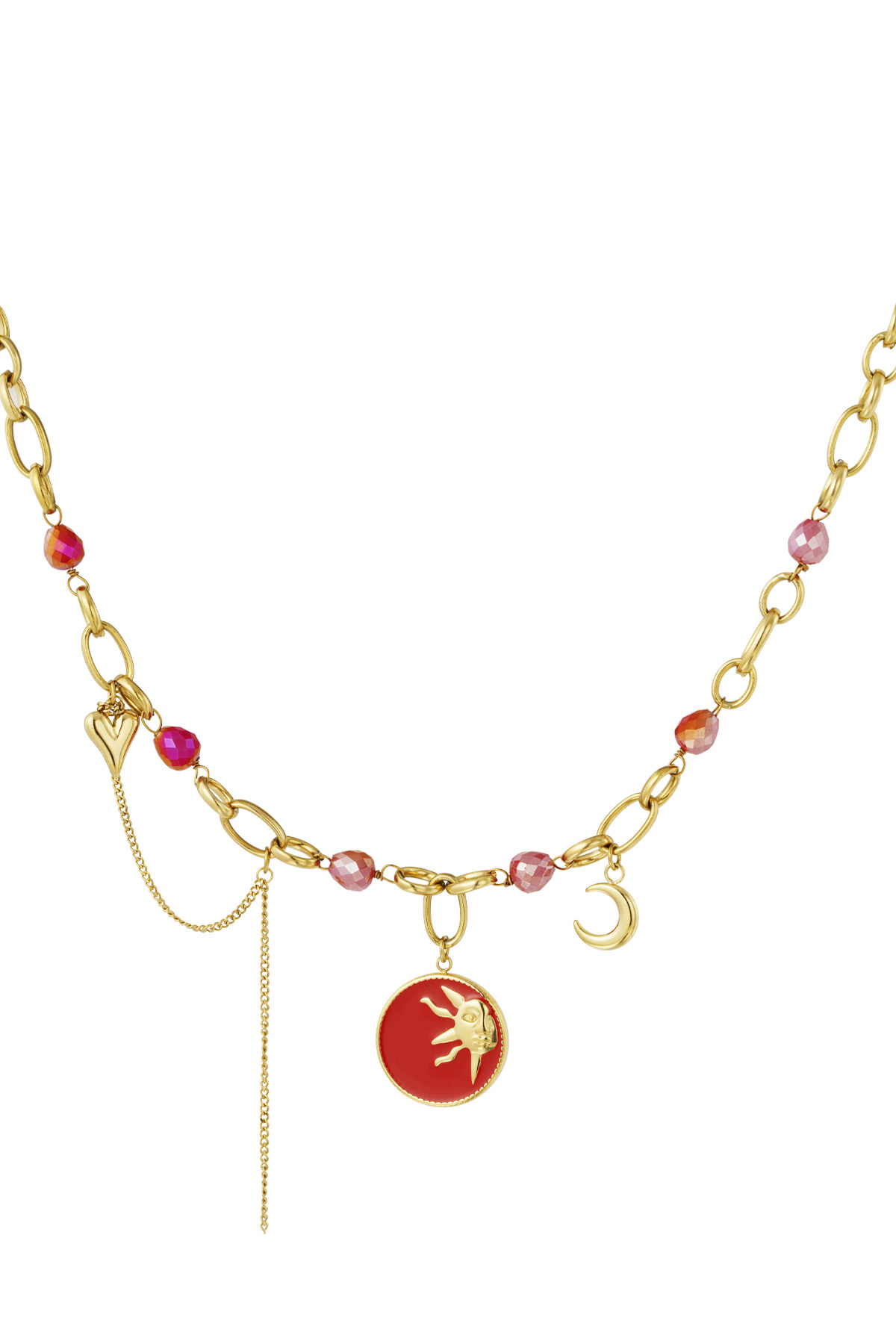 Solar nights charm necklace - Red