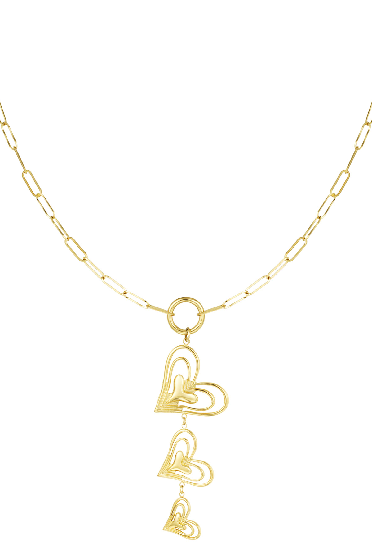 Heart trio necklace - gold h5 