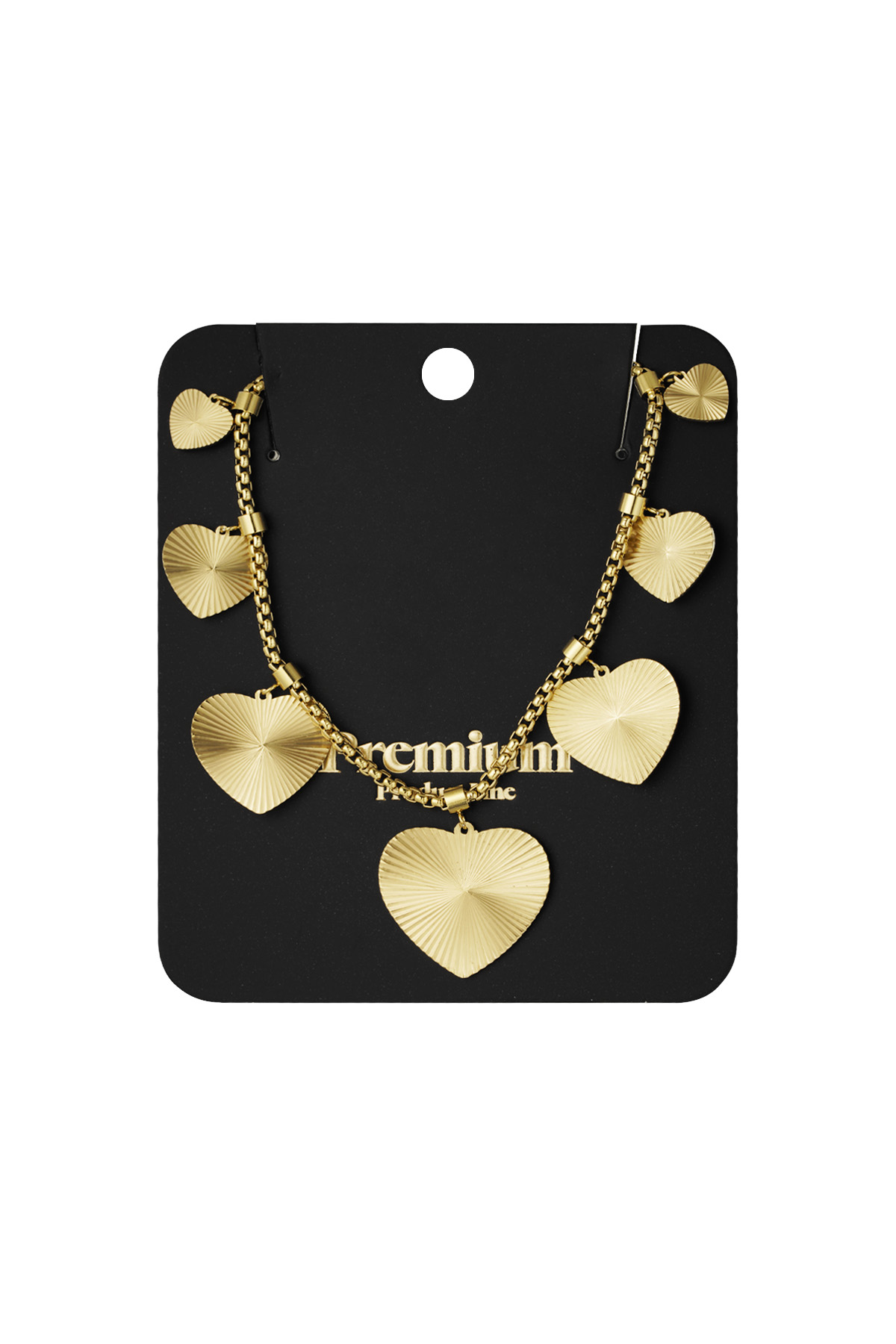 Textured hearts ketting - goud h5 Afbeelding3