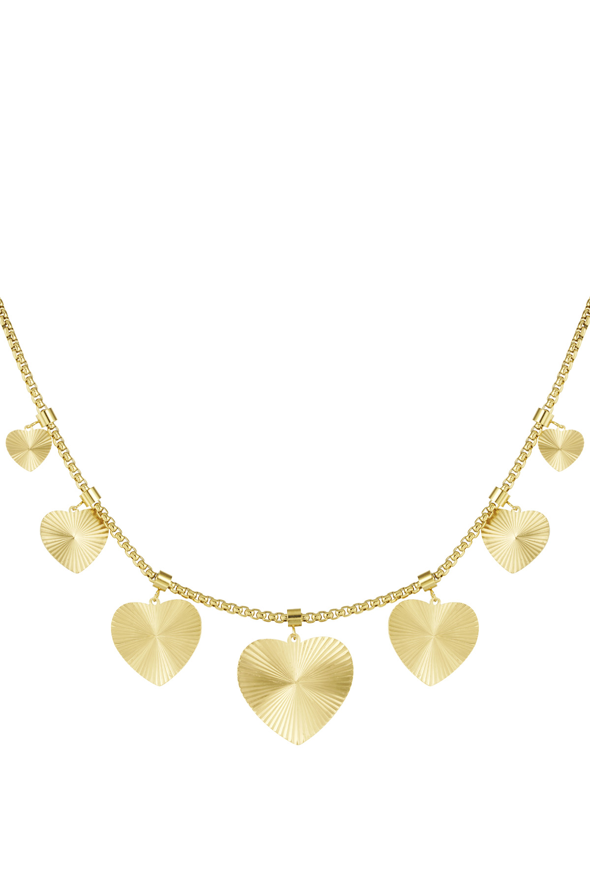 Textured hearts necklace - gold h5 