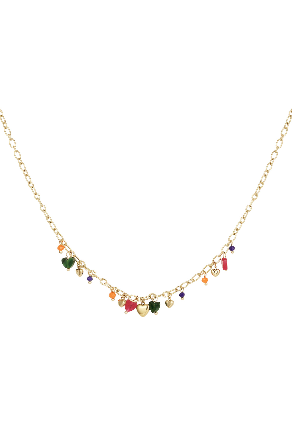 Necklace vibrant hearts - gold h5 