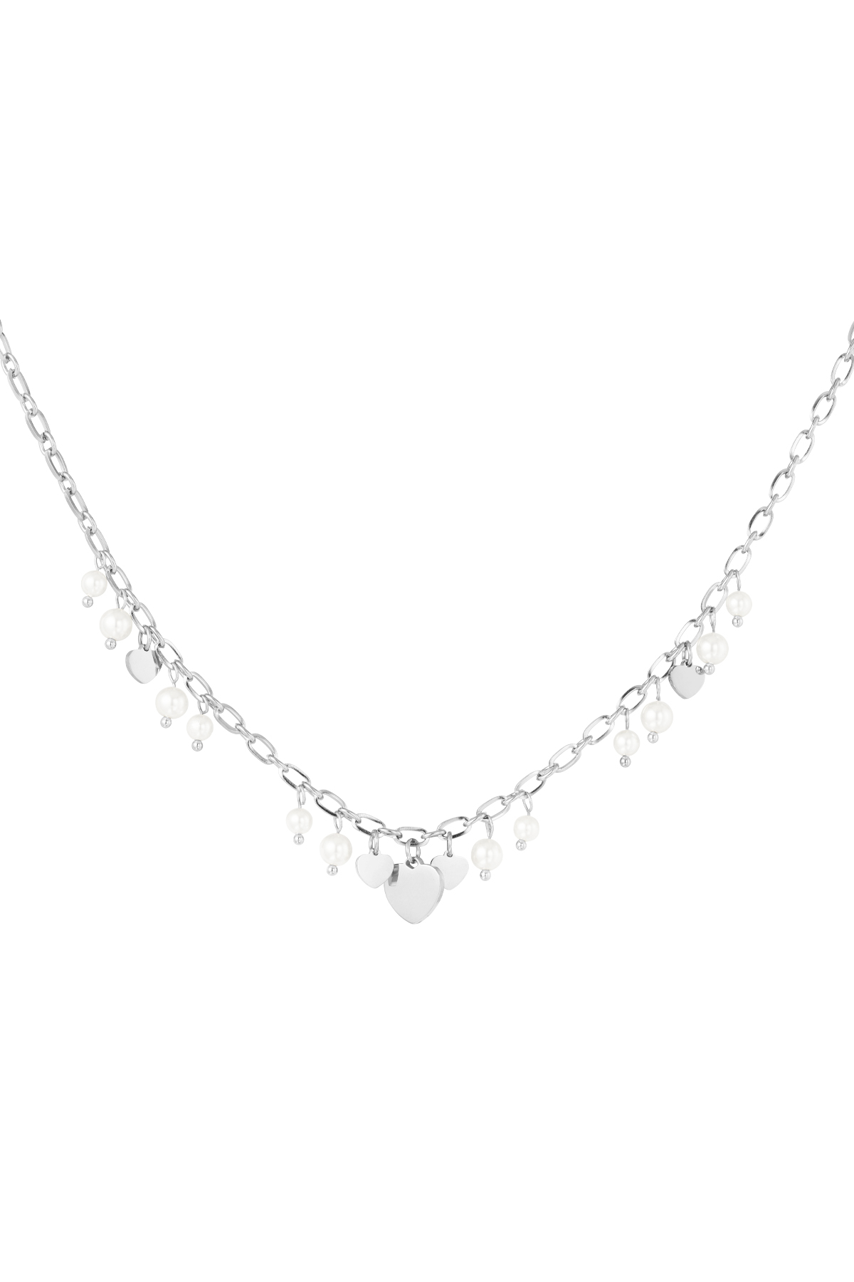 Hearts & pearls necklace - silver h5 