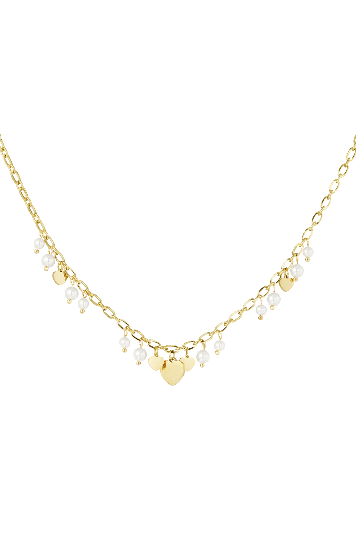 Hearts & pearls necklace - gold h5 