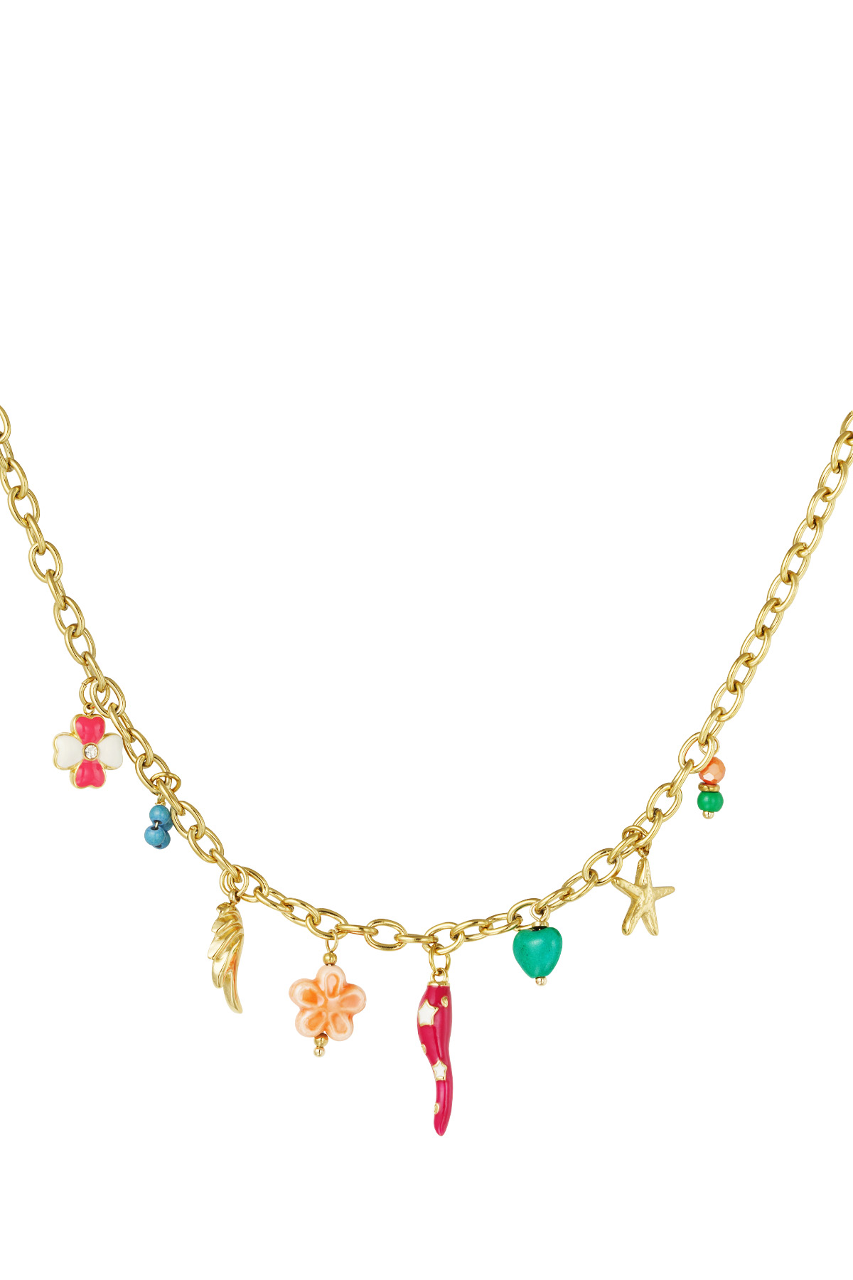 Festive beads necklace - gold h5 