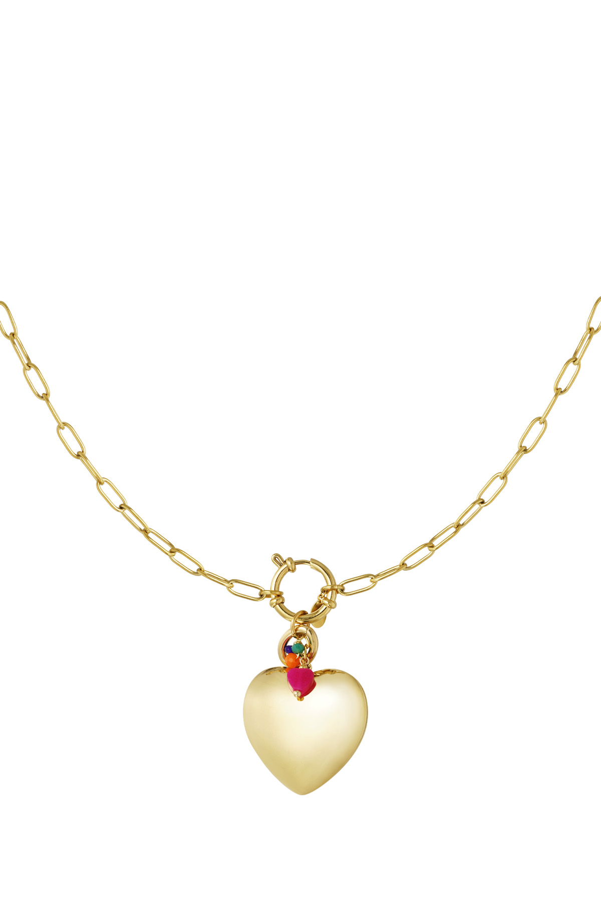 Lock necklace with heart pendant - gold h5 