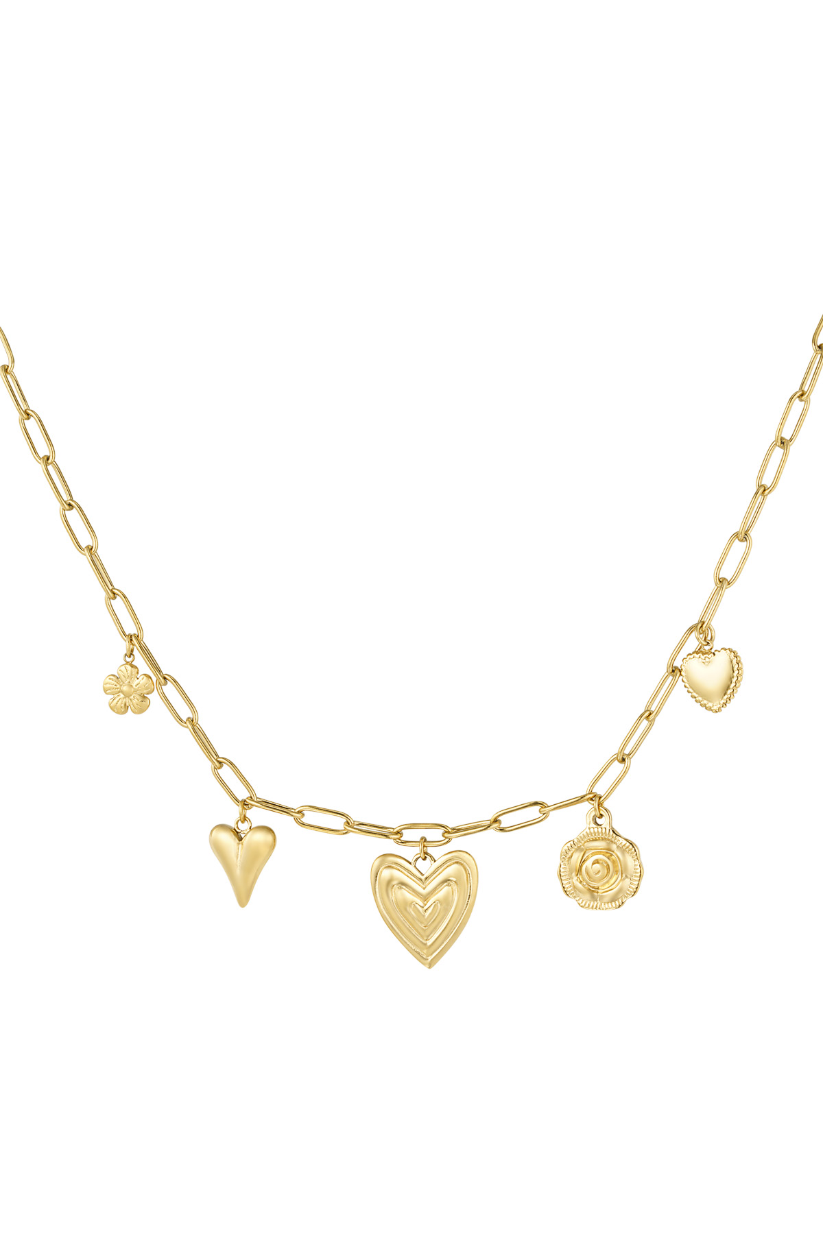 Heartfelt charms necklace - gold h5 