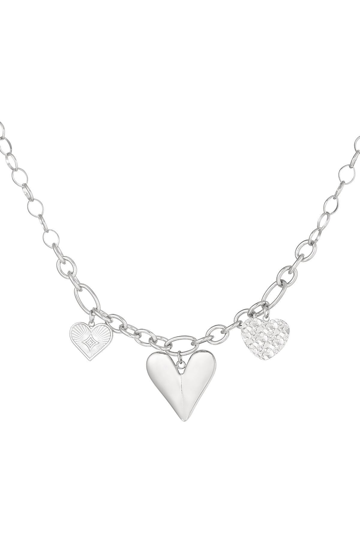 Triple heart necklace - Silver Color color