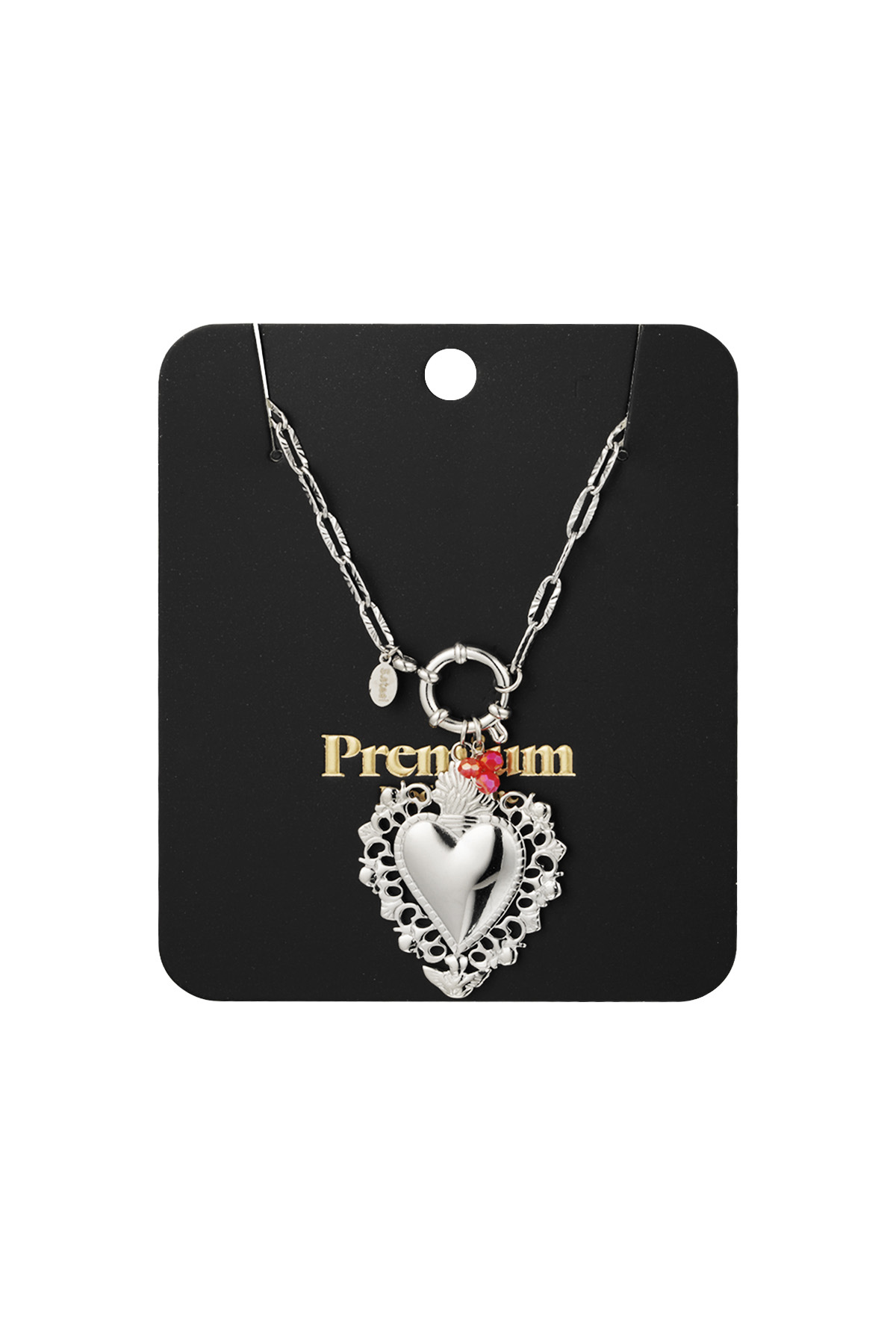 Tropical heart charm necklace - Silver Color color h5 Picture3