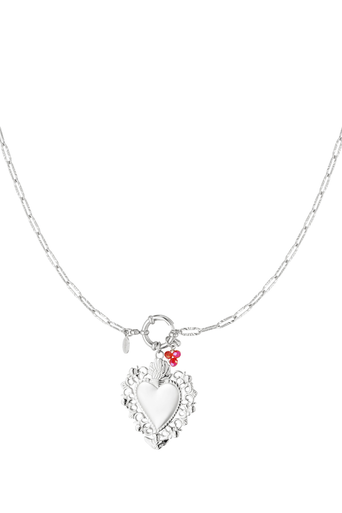 Tropical heart charm necklace - Silver Color color h5 