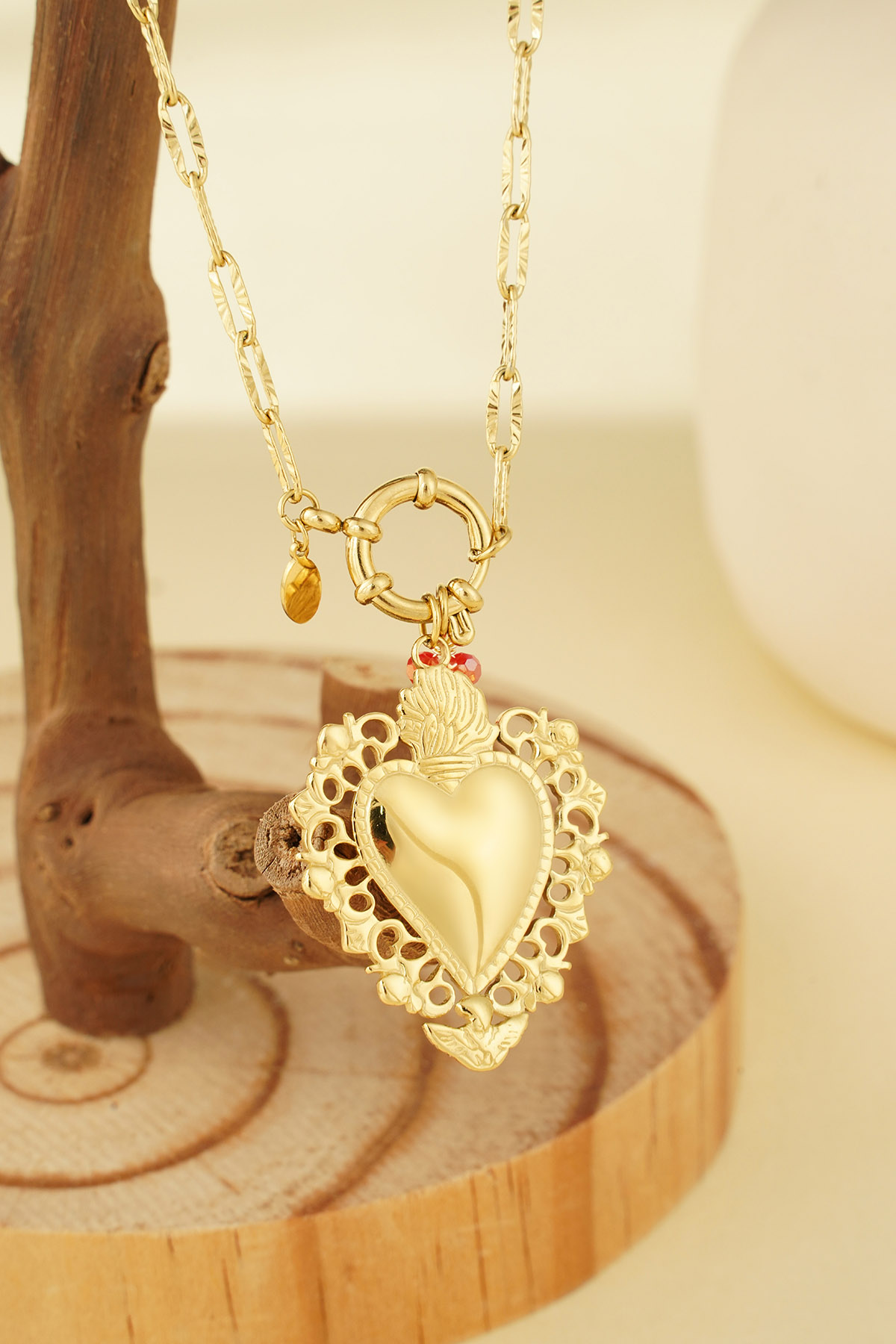 Tropical heart charm necklace - Gold color h5 Picture4