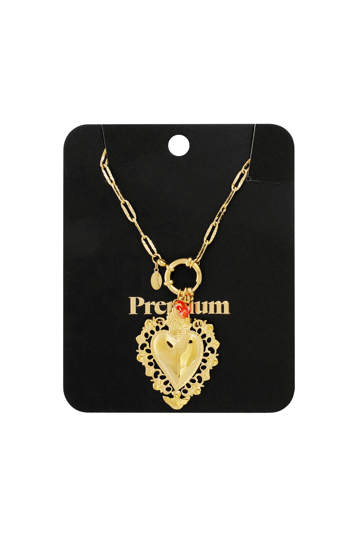 Tropical heart charm necklace - Gold color h5 Picture3