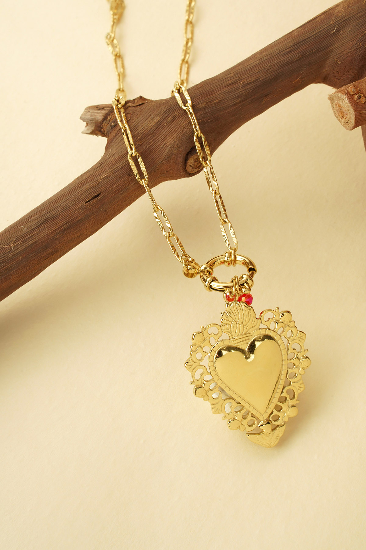 Tropical heart charm necklace - Gold color Picture5