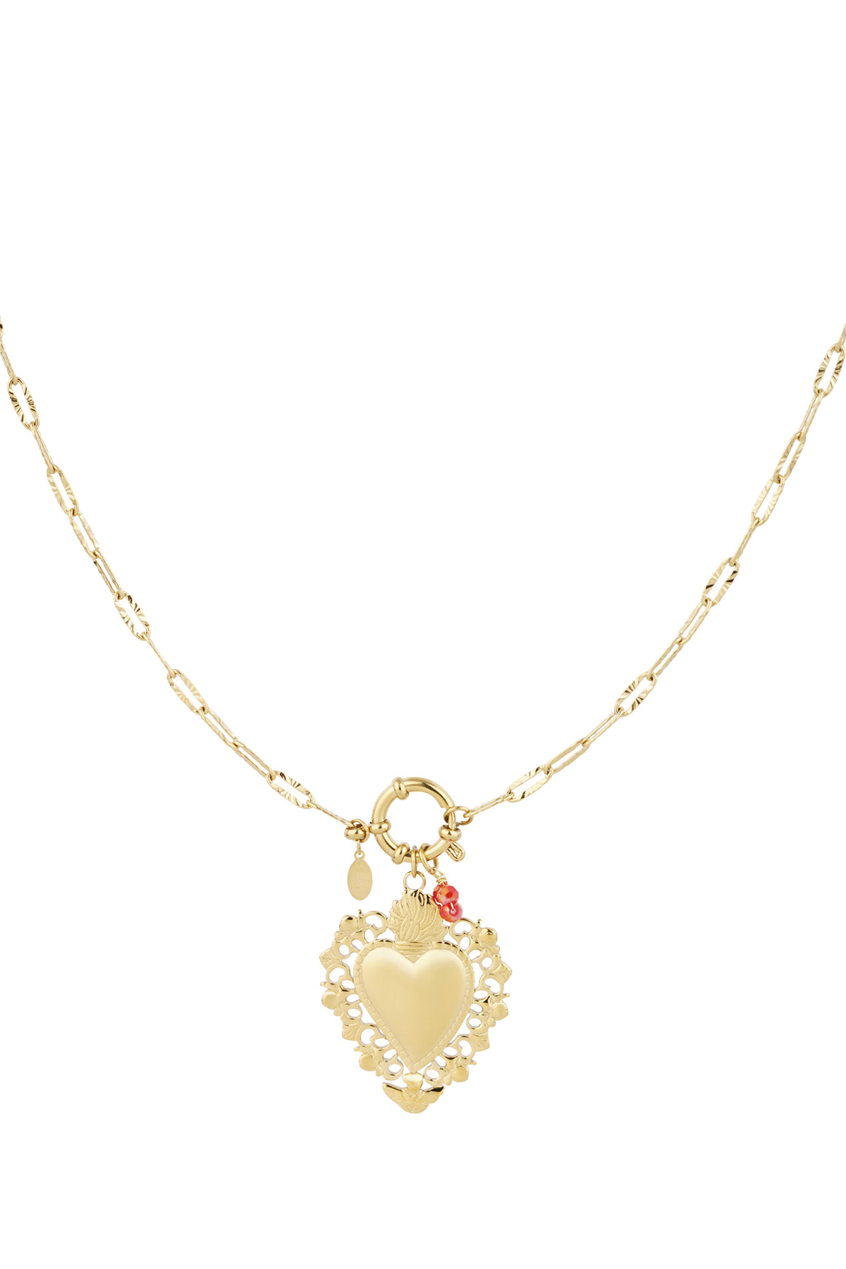 Tropical heart charm necklace - Gold color