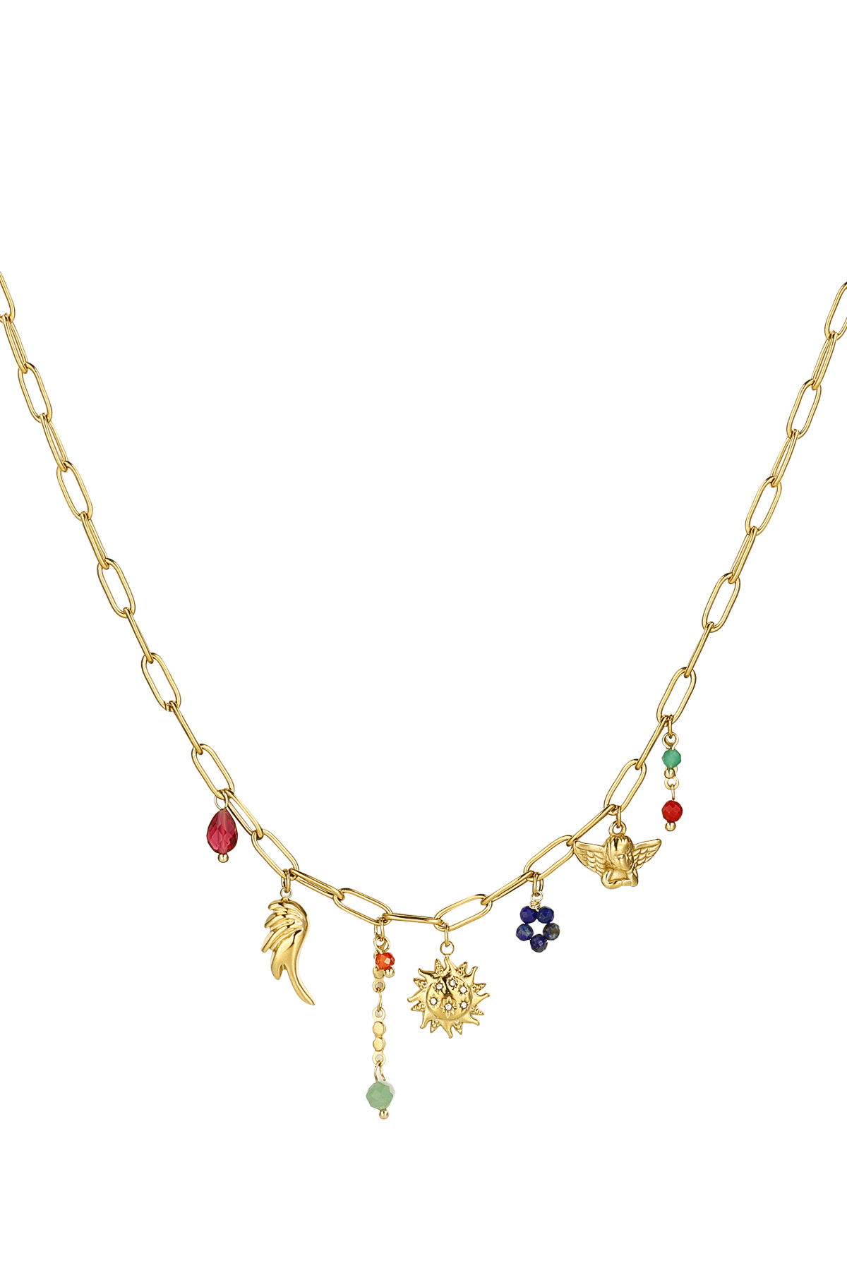 Funky festive necklace - Gold color h5 