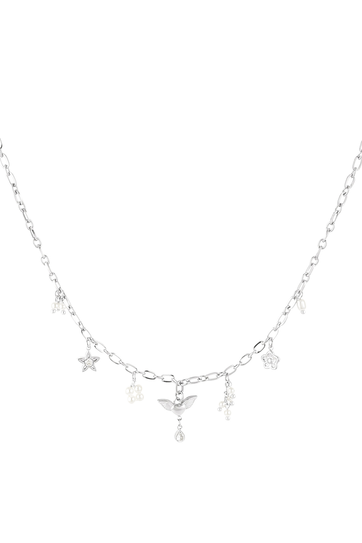 Angel dust charm necklace - Silver color h5 