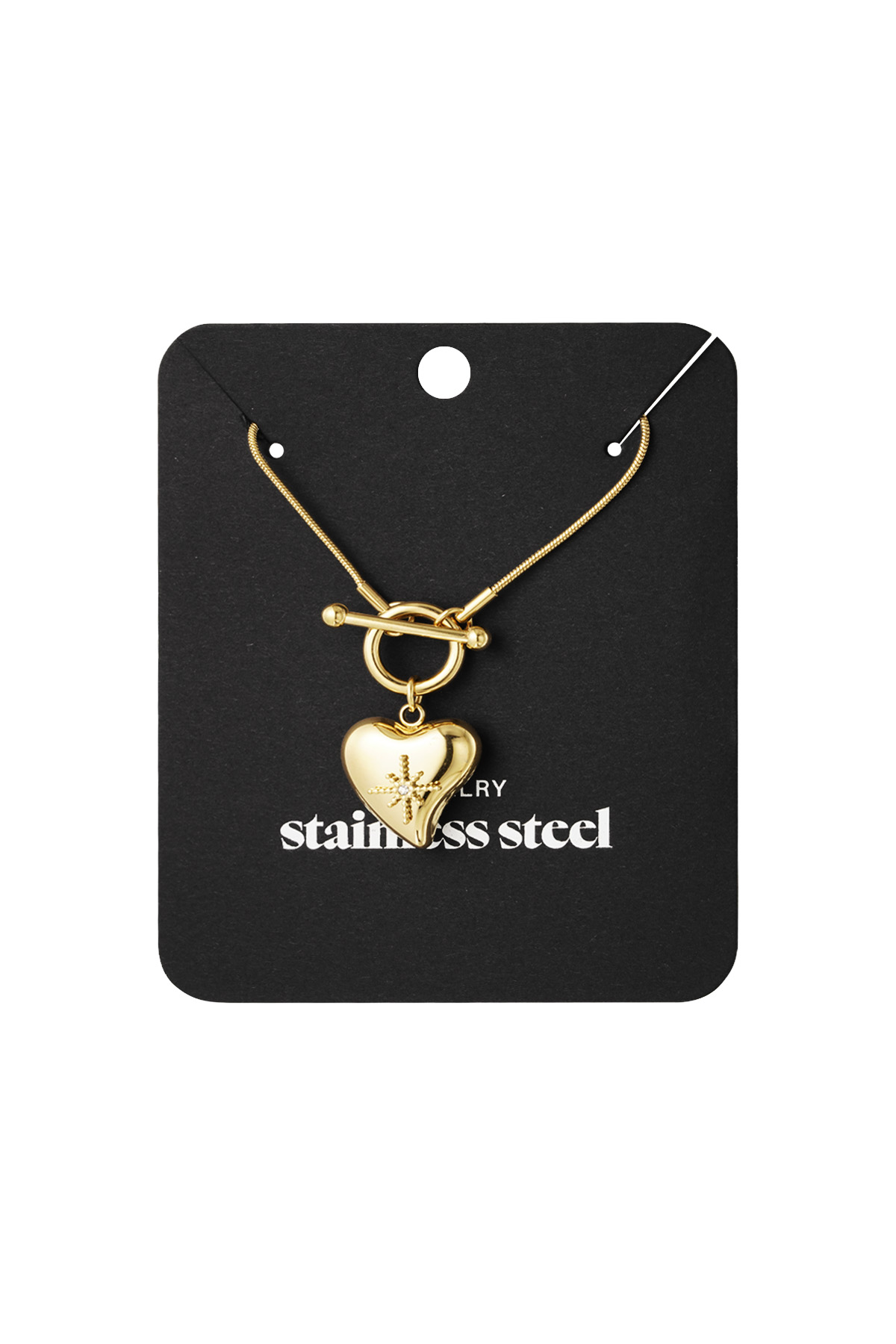 Lock necklace with big heart pendant - gold h5 Picture3