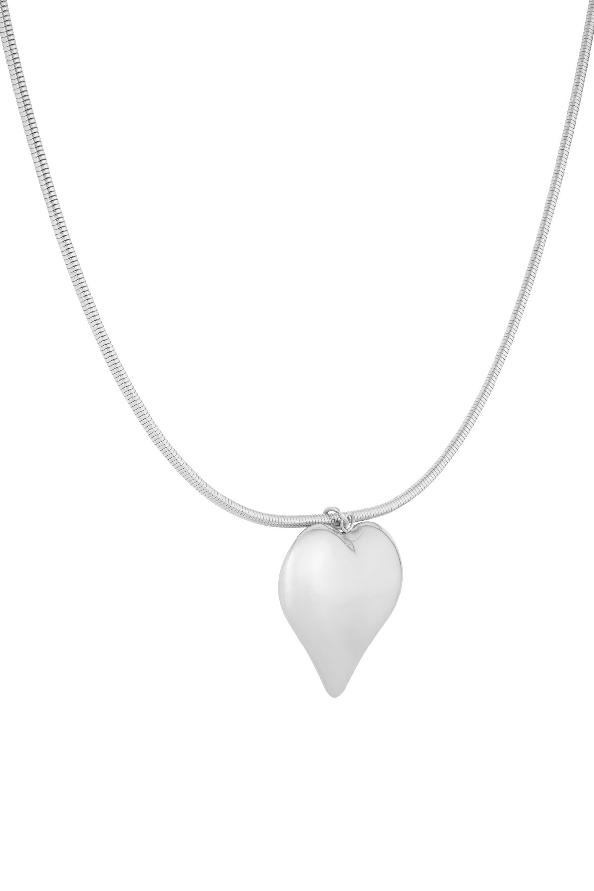 Big Heart Pendant Necklace - Silver h5 Picture3