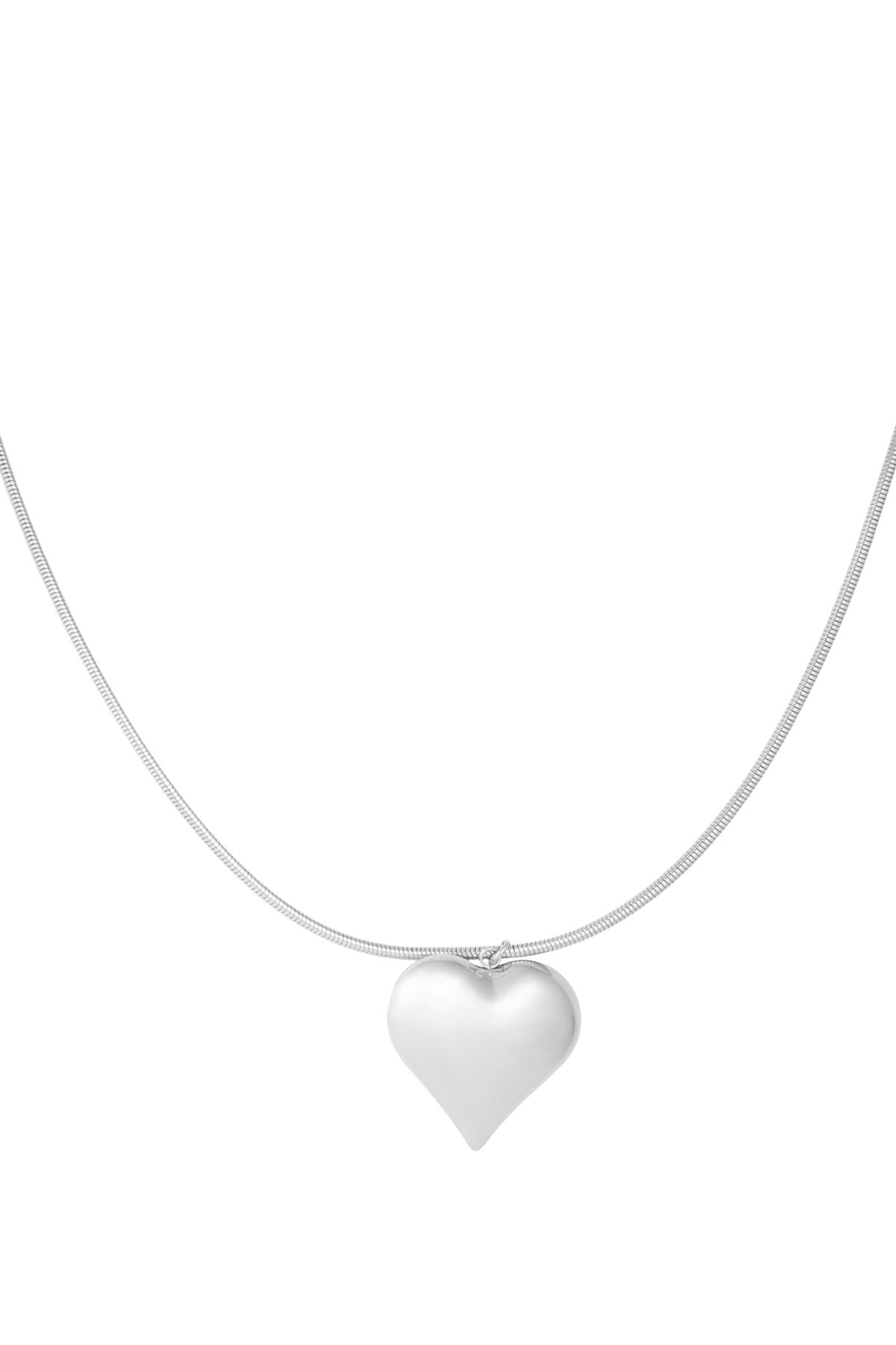 Big Heart Pendant Necklace - Silver h5 