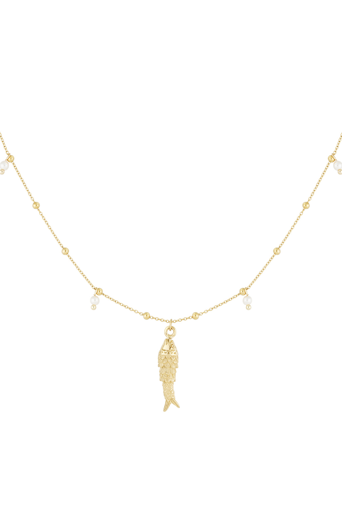 Fish & pearls necklace - Gold color h5 