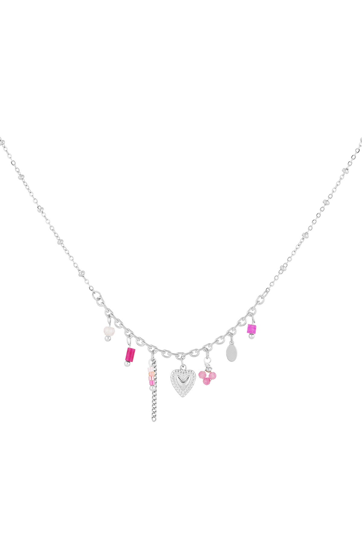 Pink fiesta necklace - Silver color h5 