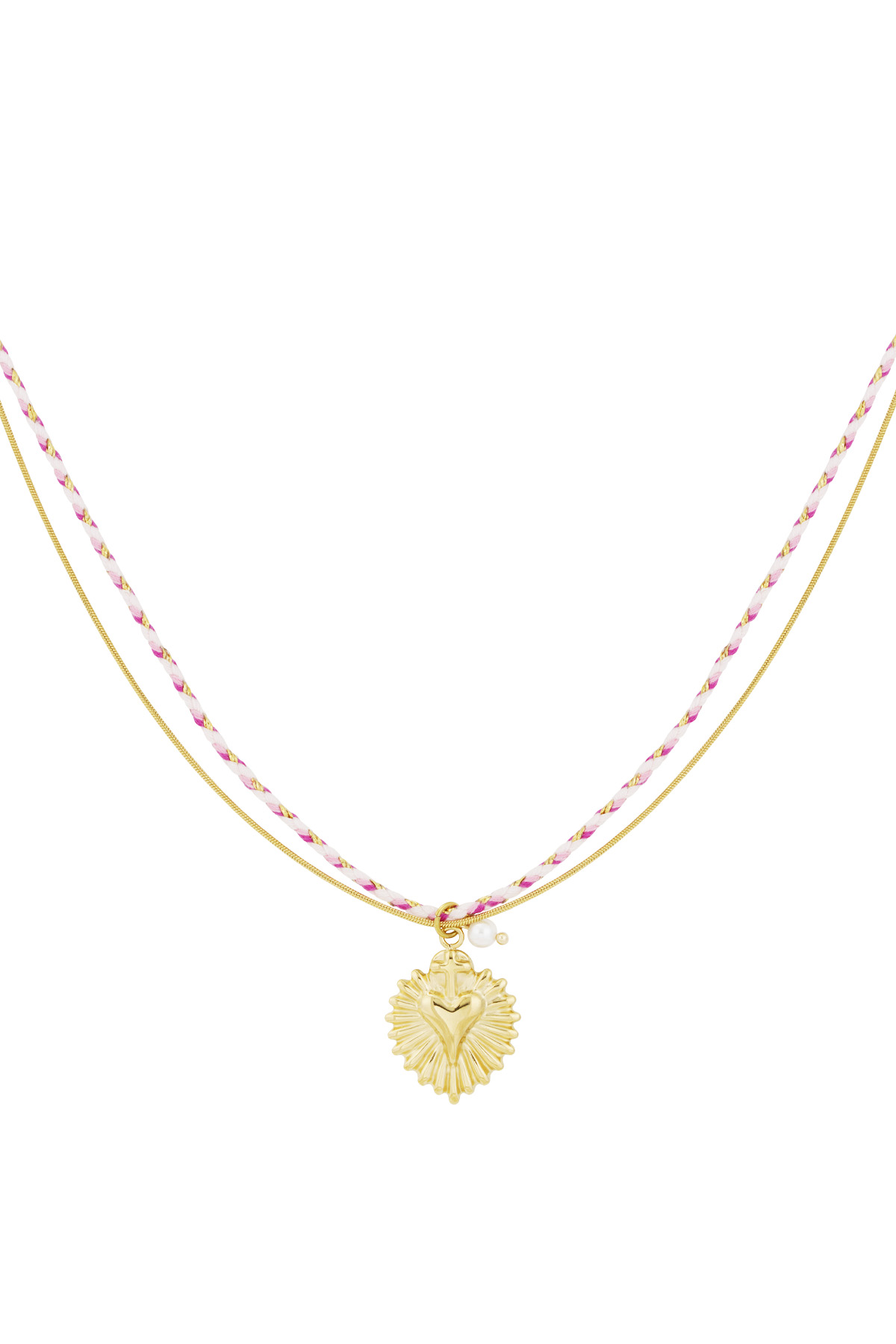 Necklace colorful heartbeat - Pink & gold color h5 