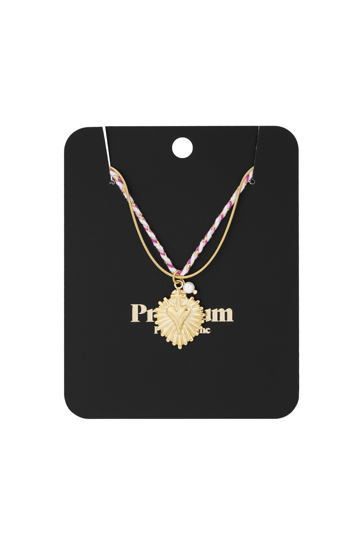 Necklace colorful heartbeat - Pink & gold color h5 Picture3